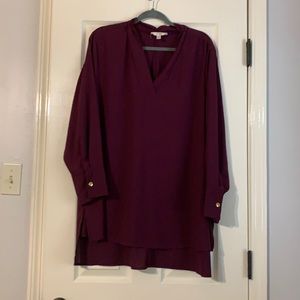 Terra & Sky Burgundy tunic blouse 1X